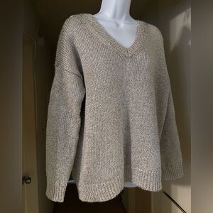 Vince Metallic Cable Knit Sweater - Grey/Gold - Size S